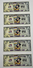 Lot of 5 Consecutive Disney One Dollar Bills Series 2009 Mint In Envelope picture