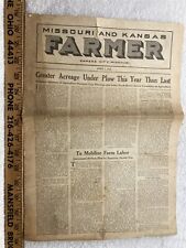 1918 April Newspaper Missouri & Kansas Farmer Farming Plows Crops News Vintage picture