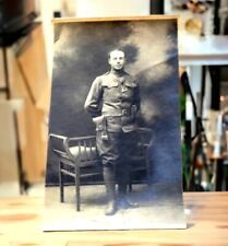 WWI Era Soldier in Uniform with Pistol Military Original Studio Photo picture