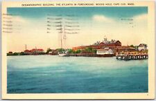 VINTAGE POSTCARD THE OCEANOGRAPHIC BUILDING AND ATLANTIS AT WOODS HOLE CAPE COD picture