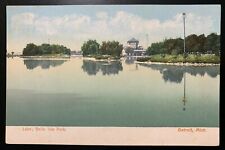 Postcard Detroit MI - c1900s Belle Isle Park Lake Water Reflection Pavilion picture