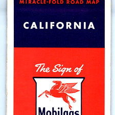 1956 California Mobilgas Mobiloil Road Map Socony Mobil Oil Gas Miracle Fold 4T picture