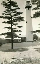 LIGHTHOUSE on Lake Huron, Rogers City, Michigan. House, Wash on Line, RPPC picture