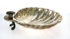 Vintage Silverplate Clam Shell Tray with Candle Holder picture