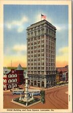 Lancaster PA-Pennsylvania, Greist Building, Penn Square, Statue Vintage Postcard picture