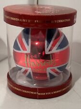 Harrods 2014 Union Jack British Flag - Christmas Ornament Ball Red White & Blue picture