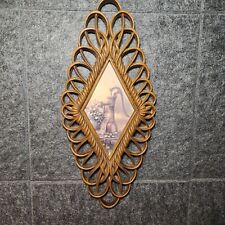 Vintage Home Interiors Diamond Wall Plaque Burwood Faux Wicker Art  picture