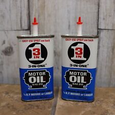 2 Pack- Vintage 3-In-One Motor Oil Tin Can 3 Oz Oiler Blue SAE 20- (full) picture