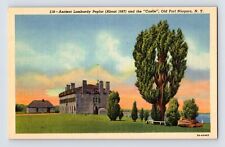 Postcard New York Old Fort Niagara NY Lombardy Poplar Tree 1940s Unposted Linen  picture