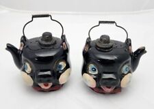 Vtg Japan Pig Teapot Wire Handle Salt & Pepper Shakers Anthropomorphic Kitschy picture