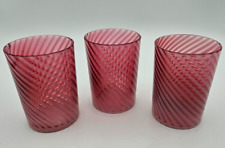 Three VICTORIAN EAPG Opalescent Glass Cranberry Swirl Pattern Tumblers picture