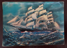 Antique 3D Postcard of Sailing ship, made in Japan, distributed in USA picture