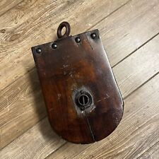 ANTIQUE LARGE WOODEN BLOCK TACKLE PULLEY NAUTICAL INDUSTRIAL 11