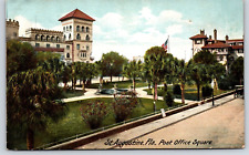Original Old Vintage Postcard Post Office Square St. Augustine Florida USA picture