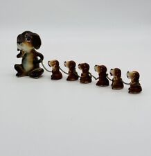 Vintage Dachshund Wiener  Dog Mom and 6 Chained Pups Figurine Made in Japan picture