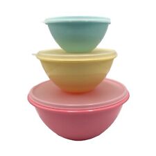 Tupperware Wonderlier Bowls 10.5 cup, 4.5 cup, 2 cup Set of 3 Pastel Colors picture