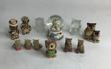 Lot of 12 Whimsical Unique Miniature Vintage Owls Resin, Ceramic, Stone & Glass picture