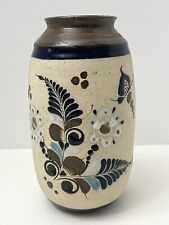 Tonala Pottery Stoneware Vase Mexico Folk Art Signed Gardiel 8.25