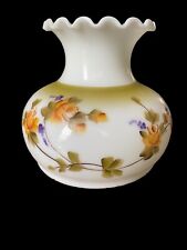 Vintage Handpainted Floral Glass Hurricane Kerosene Oil Student Lamp Shade picture