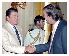PRESIDENT DONALD TRUMP & RONALD REAGAN SHAKING HANDS 8X10 PHOTO picture