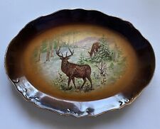 Antique China Elk in the Wild Serving Platter Dish France  16” x 11” picture