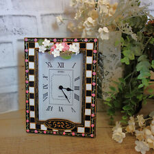 Courtly Clock Black and White Checks with Pink Roses Clock Decor Checked Whimsy picture