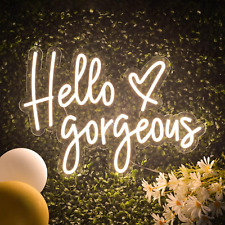 Large Hello Gorgeous Neon Signs, 28 Inches LED Neon Sign Wall Art Gifts Decor fo picture