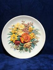 Vintage '59 BOSSONS England Hand Painted Chalkware Wall Plate Summer Flowers 13