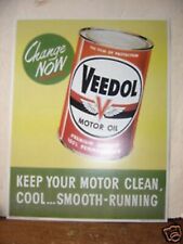 1950'S(2) PAIR 1950'S VEEDOL OIL CAR AND CAN ONE EACH CARDBOARD WINDOW  SIGN picture