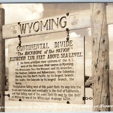 c1950s Continential Divide, Wyo. RPPC Sign US 30 Lincoln Hwy. Santiam Photo A199 picture