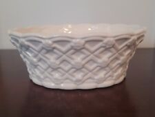 Vintage Fitz & Floyd Oval White Ivory Ceramic Lattice Basketweave Design Dish picture