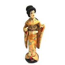 Vintage Japanese Geisha Doll  Nishi Cloth 11” On Wood Stand  picture