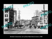 OLD LARGE HISTORIC PHOTO OF MERIDEN CONNECTICUT THE MAIN St & STORES c1900 picture