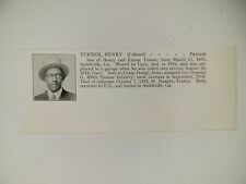Henry Turner Smithville Georgia Company G 809th Pioneer Infantry 1921 WW1 Hero  picture