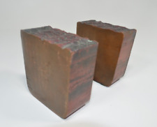 Solid Cast Iron & Copper 15lb Brutalist Sculpture Bookends Modern Abstract Art picture