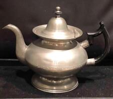 Antique American Pewter Teapot, Bright Cut Engraved, c. 1835 picture