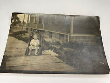 Antique Real Photo Postcard Picture Child Baby Porch Basket Chair Vintage P3 picture