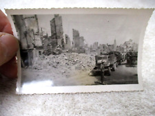 Original vintage photo WWII U.S. G.I.'S CONVOY IN BOMBED OUT TOWN picture