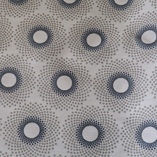 Vintage MCM Designtex Upholstery Fabric Phenomena Paperwhite Blue Circles 6.9 yd picture