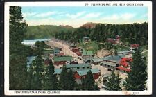 EVERGREEN, CO * TOWN of EVERGREEN & LAKE ~ BEAR CREEK CANON * POSTED WB c 1920s picture