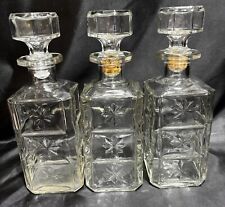 Set of 3 Hiram Walker 10” Deluxe Bourbon Liquor Bottles / Glass Decanters picture