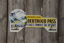 1950s BERTHOUD PASS COLORADO FAMOUS SKI RESORT PAINTED METAL TOPPER SIGN SNOW picture