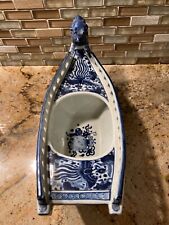 Antique HIRADO Porcelain very rare Dragon-head boat-shaped dish JAPAN BLUE-WHT picture