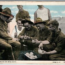 c1910s WWI Young Men Recruits Spud Duty Laugh Army Soldier Passed Censor 24 A198 picture