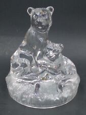 Vintage Royal Lead Crystal Rock RCR Art Deco Italian Lioness and Cub picture