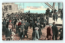 WWI Belgium's Scatterd Army Reassembled Crowded Ship Dock Bicycle Postcard E4 picture