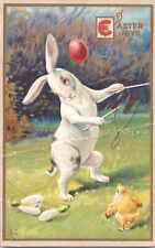 Postcard Easter Joys Rabbit Egg Chick 1910 picture