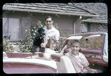 sl64  Original slide 1960's  Family in convertible w/ dog poodle 091a picture