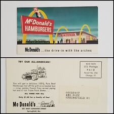 Original Early 1960s McDonald's Try Our All-American All Three For 45¢ Postcard picture