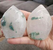 Lot of 2 Natural Crystal Moss Agate Stone Flames picture